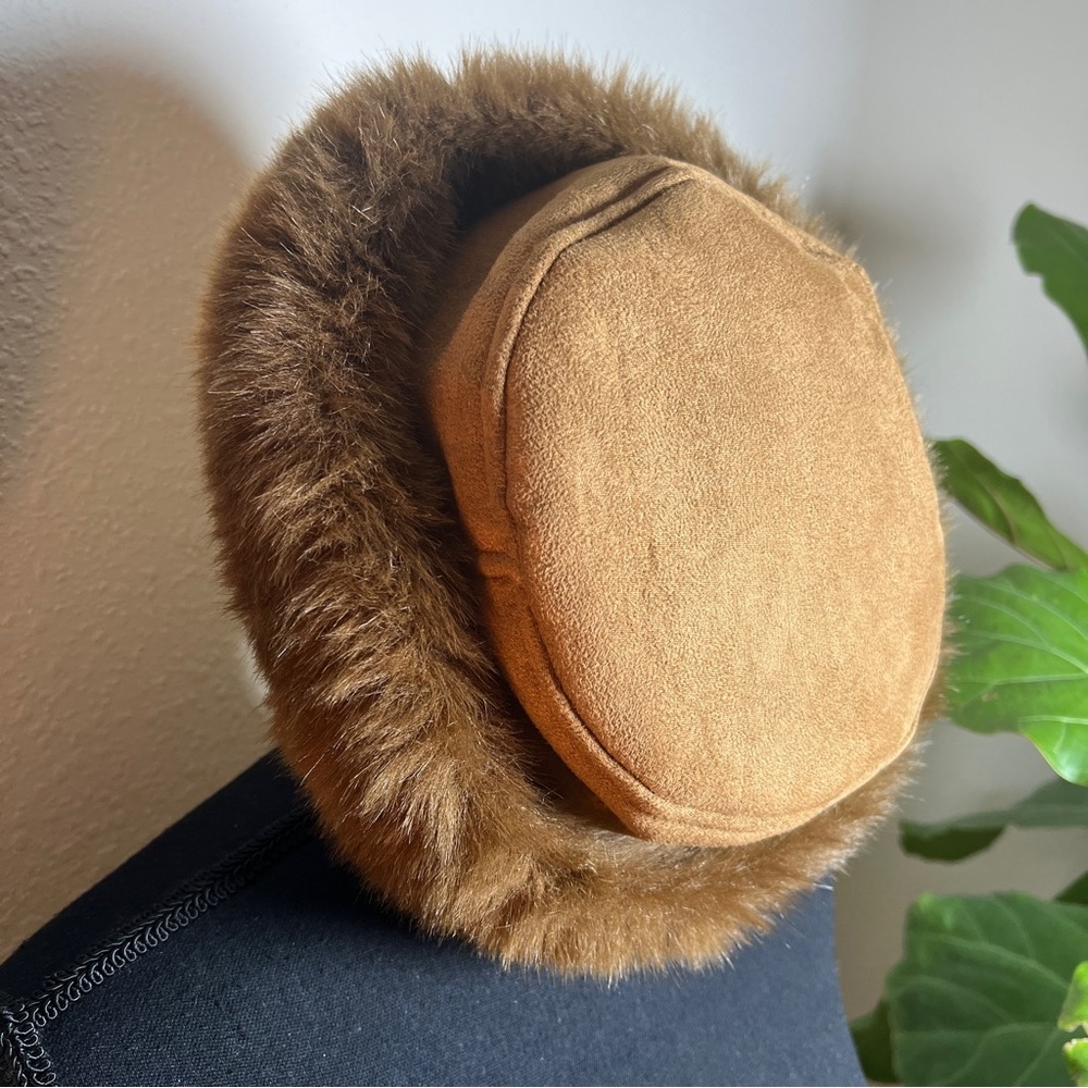 Betmar New York Women’s Faux Suede Tan Hat with Faux Fur Trim Size: O/S